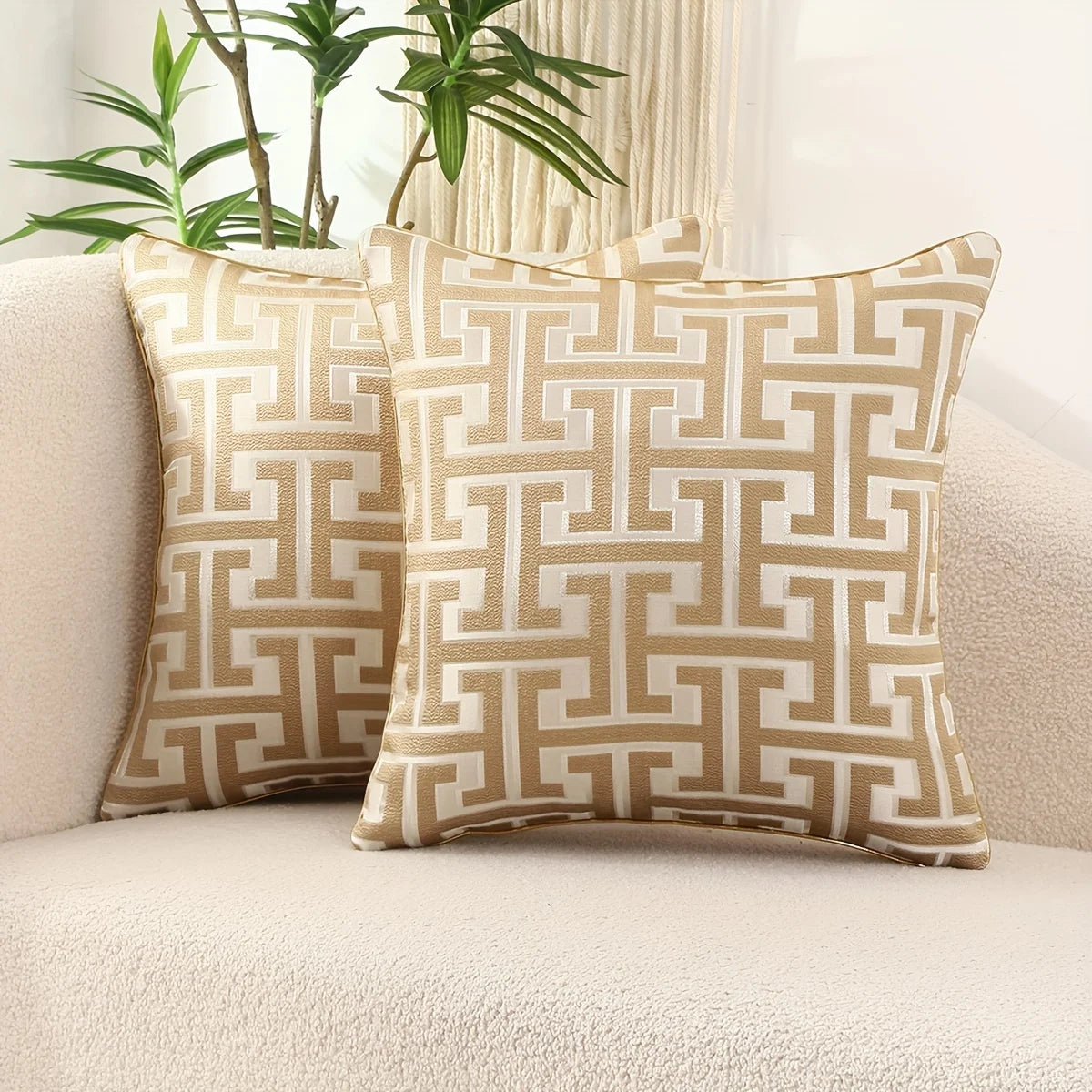 Modern Geometric Jacquard Pillow Cover with Zipper