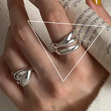 VENTFILLE 925 Sterling Silver Water Droplets Cross Ring