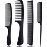 Premium Black Carbon Fiber Combs Set for Styling - 4 Pieces