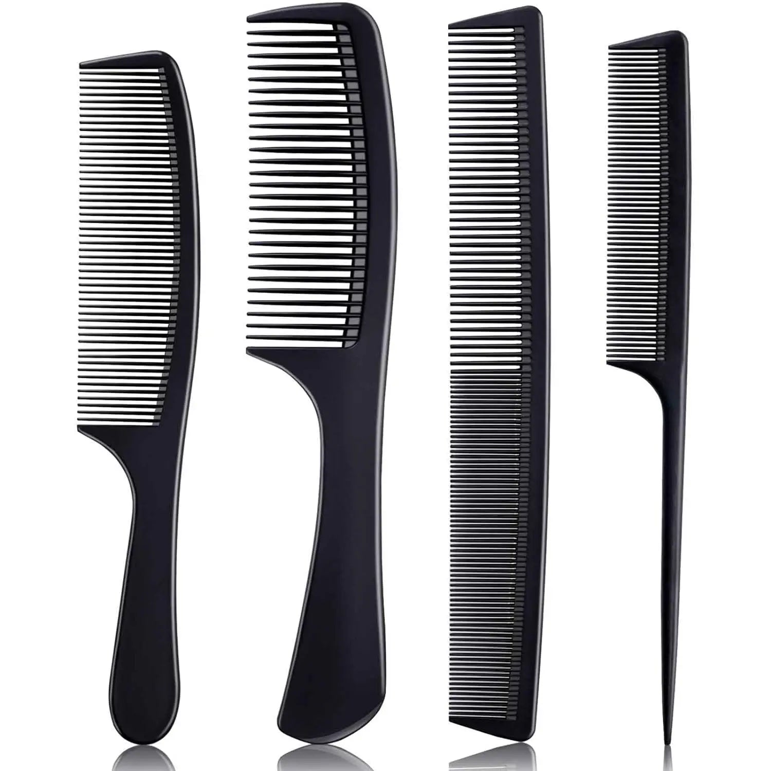 Premium Black Carbon Fiber Combs Set for Styling - 4 Pieces
