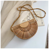 Fashion Half Moon Bamboo Shoulder Crossbody Bag