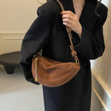 Faux Suede Hobo Shoulder Bag for Women 2025 Fashion
