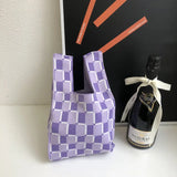 Designer Plaid Woven Shoulder Bag Tote Chic
