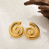 Vintage Gold Plated Snail Shell Earrings for Women