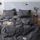 Simple Bedding Set Plaid Queen Duvet Cover Kit 4pcs