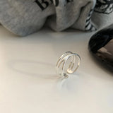 VENTFILLE 925 Sterling Silver Water Droplets Cross Ring