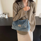 Denim Chain Crossbody Bag for Daily Work & Travel