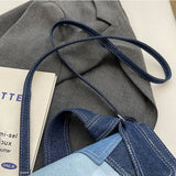 JIOMAY Fashion Blue Color Block Denim Shoulder Bag
