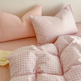 Simple Pink Stripe Bedding Set with Pillowcases 3pcs