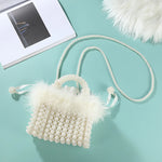 Noble Crystal Beaded Evening Bag with Pearl Chain  Clean Vanilla Store