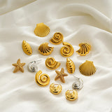 Vintage Gold Plated Snail Shell Earrings for Women