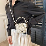 Pearl Handle Mini Bucket Bag for Women 2023