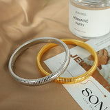 Stainless Steel Texture Flex Cuff Bracelet Women Gifts