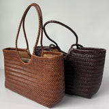 Genuine Leather Hand-Woven Vintage Tote Bag