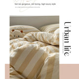 Washed Cotton Crepe Striped Quilt Set with Pillowcases 3-4