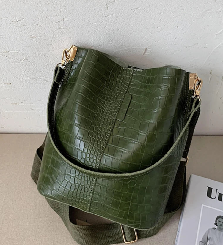 Vintage Crocodile Pattern Crossbody Bag for Women  Clean Vanilla Store