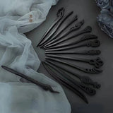 New Women Fashion Simple Black Wood Hairpin