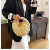 Casual Straw Woven Spherical Handbag for Women