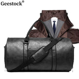 Geestock Large Capacity PU Suit Travel Bag With Pouch  Clean Vanilla Store
