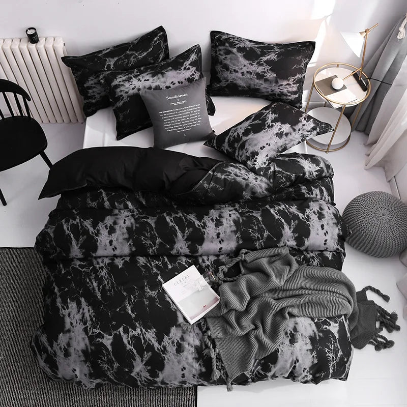 3-Piece Duvet Cover Set – Duvet Cover and 2pcs Pillow Case Marble Pattern