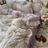 Korean Princess Floral Ruffles Bedding Set, 4 Pcs
