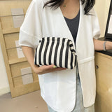 Striped Ruched Cloud Purse Summer Beach Clutch Bag