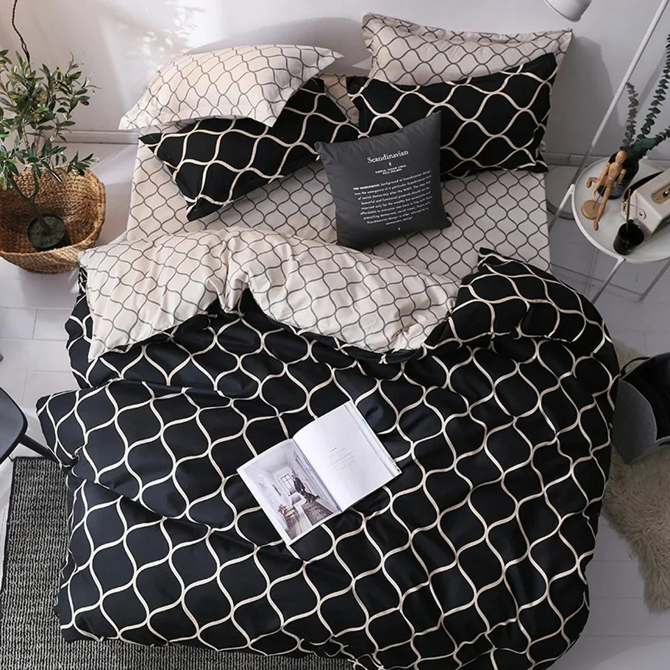 Luxury Black Bedding Comforter Set with Pillow Case