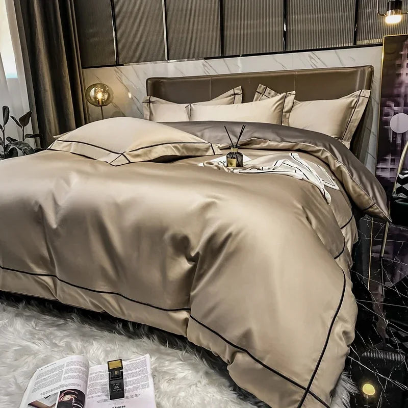 White Egyptian Cotton Bedding Set with Embroidery 4 pcs