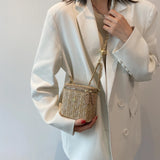 Mini Straw Bucket Crossbody Bag For Women 2021 Summer