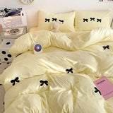 Cute Pink Bows Duvet Cover Set for Girls, 3pcs