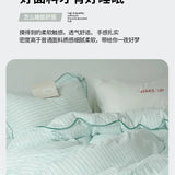 Mint Manbo Rolled Edge Washed Cotton Bed Set