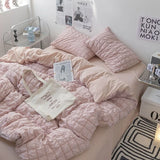 Kawaii INS Girl Blue Bedding Set with Ruffles 4 pcs