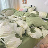 Korean Style Blue Letter Bedding Set for All Sizes 4 pcs