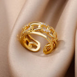 Fashion Gold Color Stainless Steel Ring with Crystal Zircon