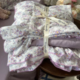 Korean Princess Floral Ruffles Bedding Set, 4 Pcs