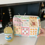 Quilted Cotton Retro Cherry Travel Cosmetic Bag  Clean Vanilla Store