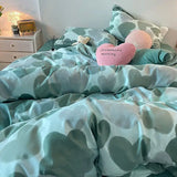 Korean Style Blue Letter Bedding Set for All Sizes 4 pcs