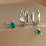 Fashion Stainless Steel Star Drop Earrings Set - 3 Piece