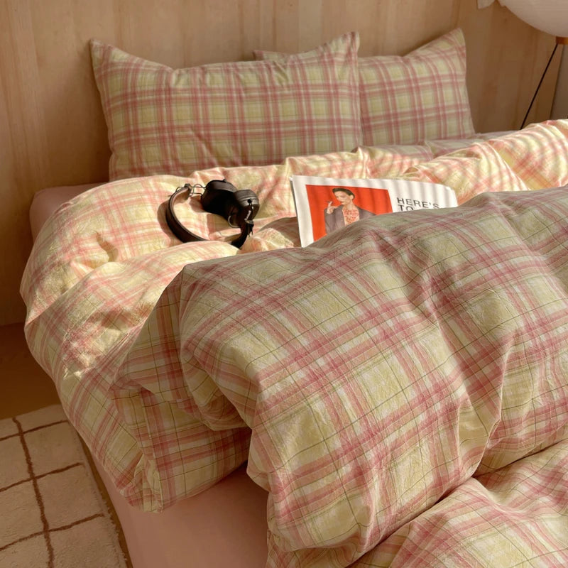 Korean Cotton Pink Stripes Duvet Cover 150x200 Size