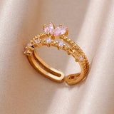 Gold Color Stainless Steel Adjustable Heart Ring