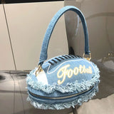Luxury Designer Denim Ball Shape Evening Clutch Bag