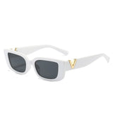 Retro Rectangle Sunglasses Unisex with V-Shaped Foots