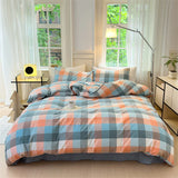 Colorful Cotton Plaid Duvet Cover Set, 3 Pcs