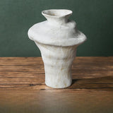 Retro Handmade Ceramic Flower Vase White Modern Minimalist Sle