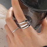 VENTFILLE 925 Sterling Silver Water Droplets Cross Ring