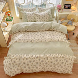 Korean Lace 100% Cotton Duvet Cover Set, 3pcs