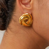 Geometry Twists UV Golden Stud Earrings for Women