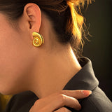 Vintage Gold Plated Snail Shell Earrings for Women