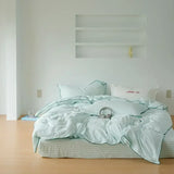 Mint Manbo Rolled Edge Washed Cotton Bed Set