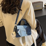 New Fashion Color Block Denim Square Shoulder Bag